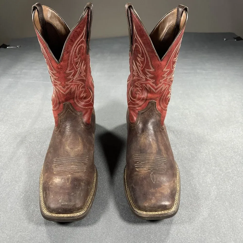 Ariat Sport Pardner Western Cowboy Boots Mens 12 D Brown Red Square Toe 10042391